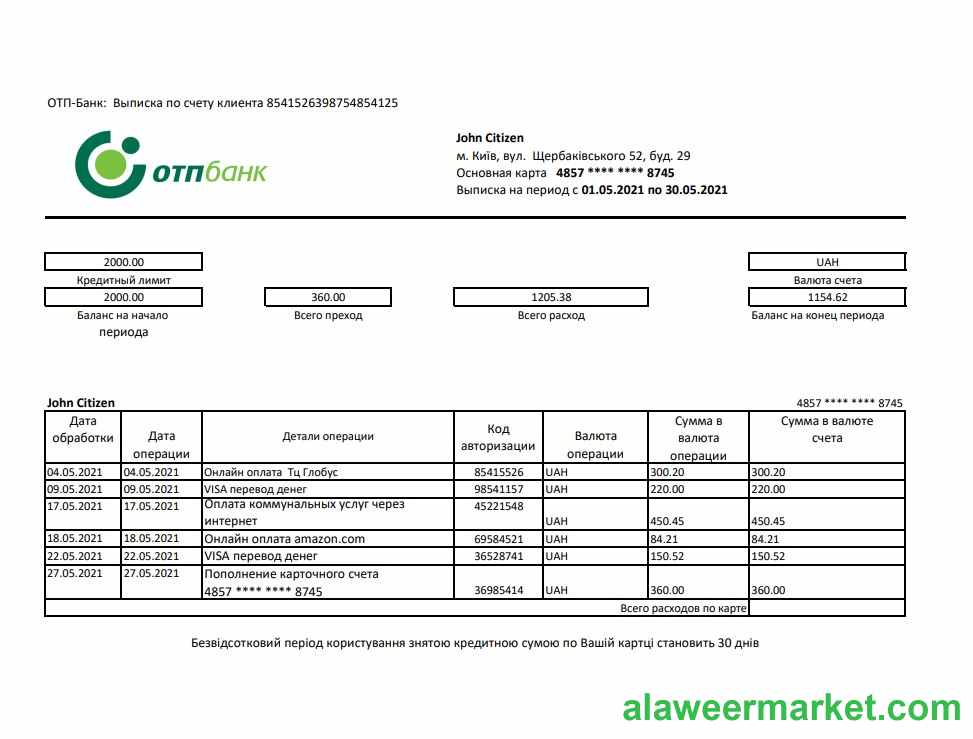 Ukraine OTP excel pdf